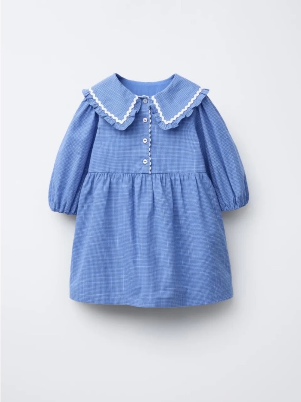 Zara Girl’s Blue Plaid Dress with a Scalloped Peter Pan Collar | 2T